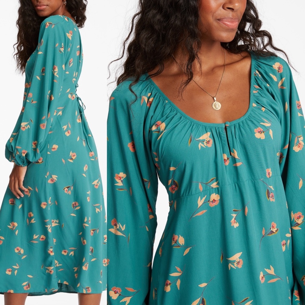 Billabong Black Floral Midi Dress